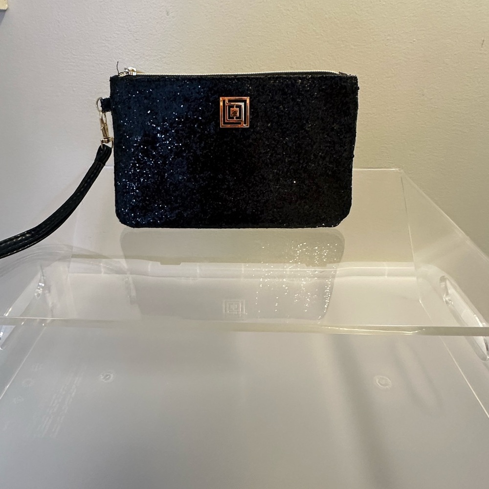 Liz Claiborne Black Glitter Clutch with Smartbank Phone Charger